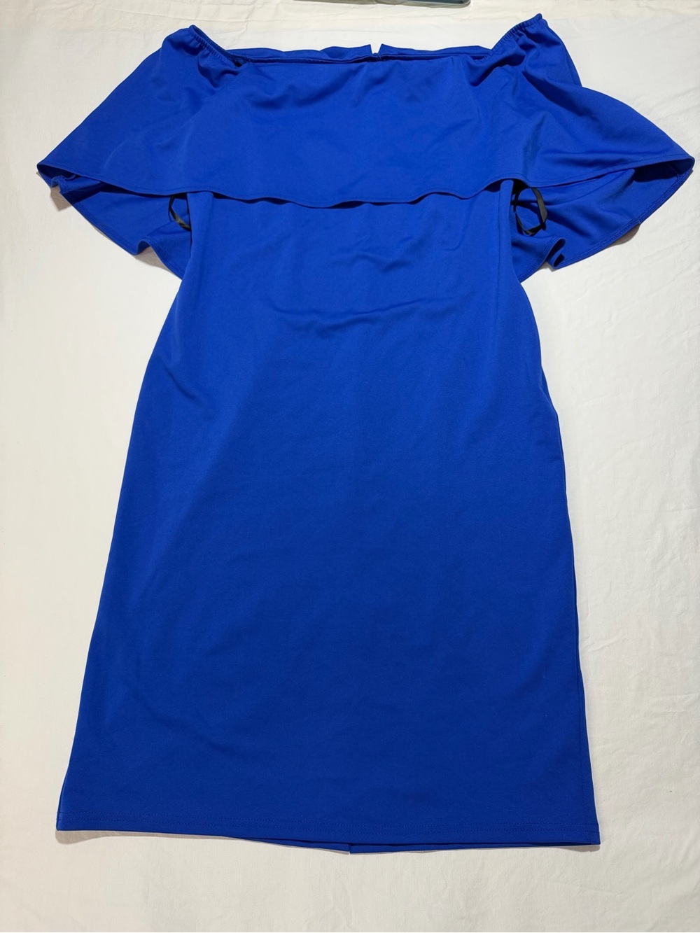 Off-the-Shoulder Ruffle Cape Dress in Royal Blue